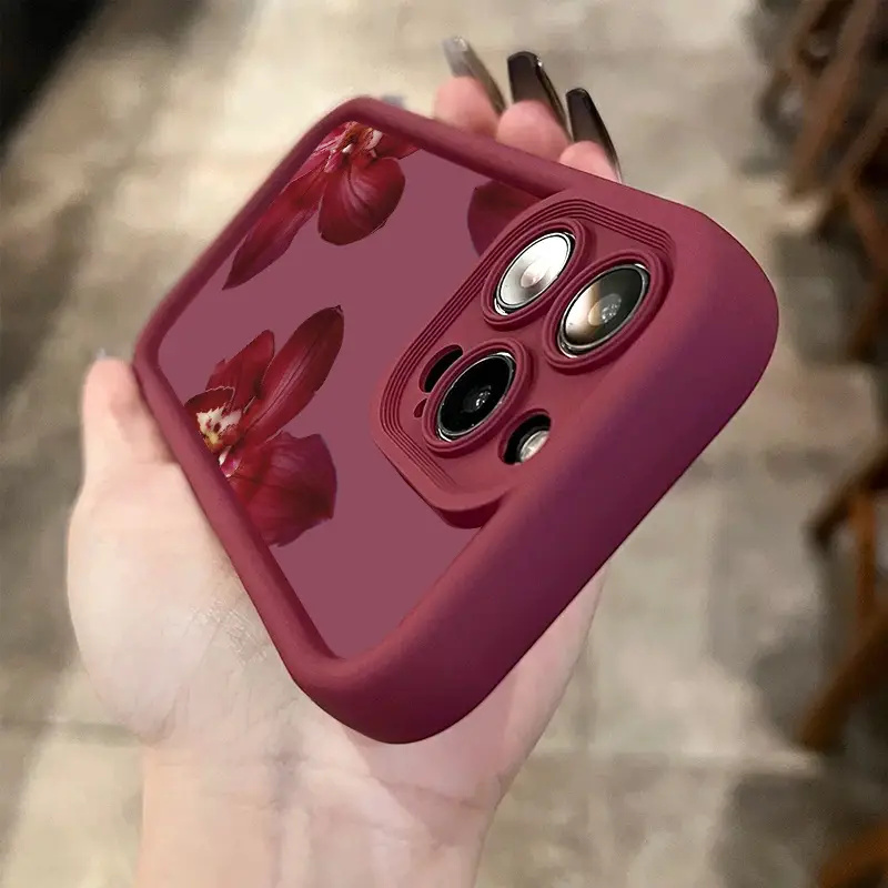 Wine Red Orchid Flower Pattern - Tablet And Accessories Case ulasan dan harga