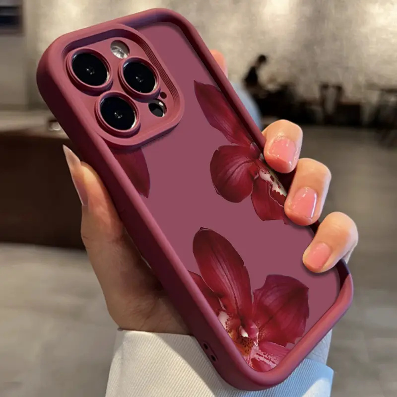 Wine Red Orchid Flower Pattern - Tablet And Accessories Case ulasan dan harga