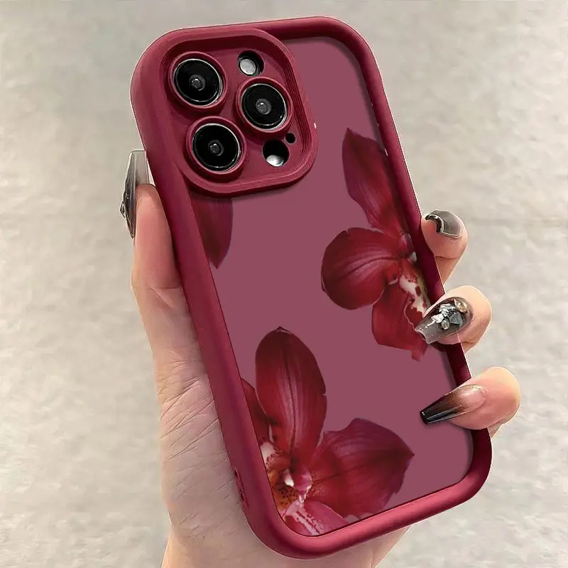 Wine Red Orchid Flower Pattern - Tablet And Accessories Case ulasan dan harga